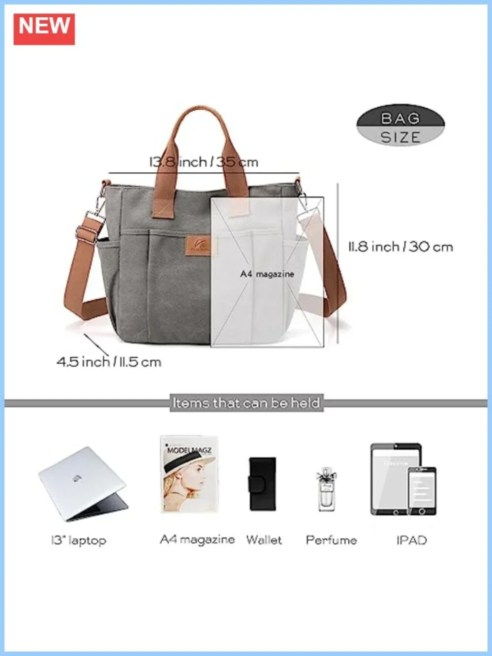 Canvas Crossbody Hobo Bag for Women Utility Top Handle Purse Large